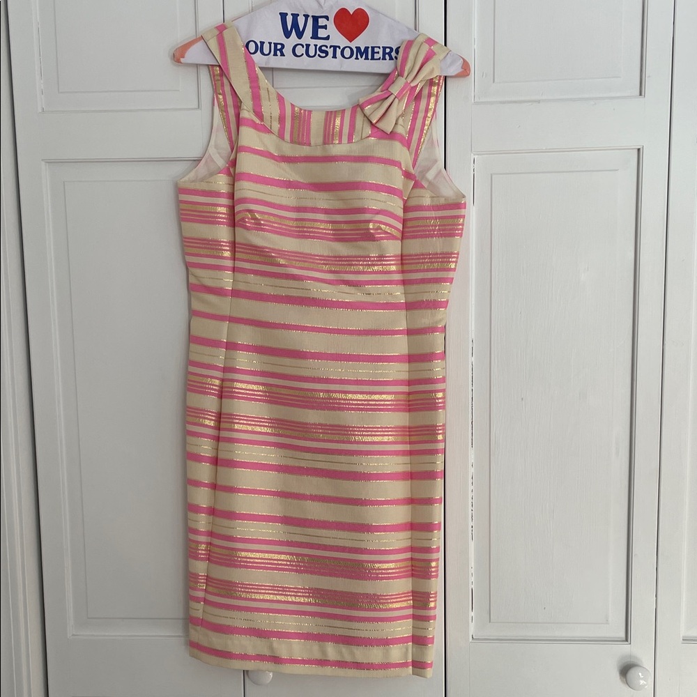 Lilly Pulitzer Pink and Gold Striped Dress